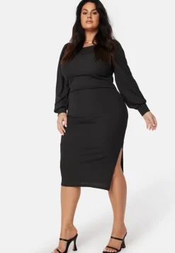Balloon Sleeve Rib Dress