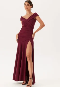 Bardot Pleat Maxi Split Dress