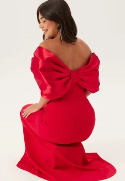 Bardot Satin Bow Back Maxi Dress