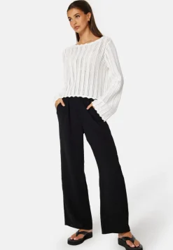 Boat Neck Structure Knitted Sweater