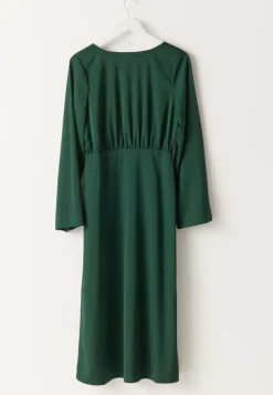 Boatneck Satin Midi Dress