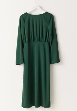 Boatneck Satin Midi Dress