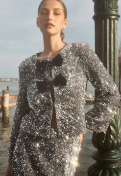 Bow Sequin Velvet Jacket