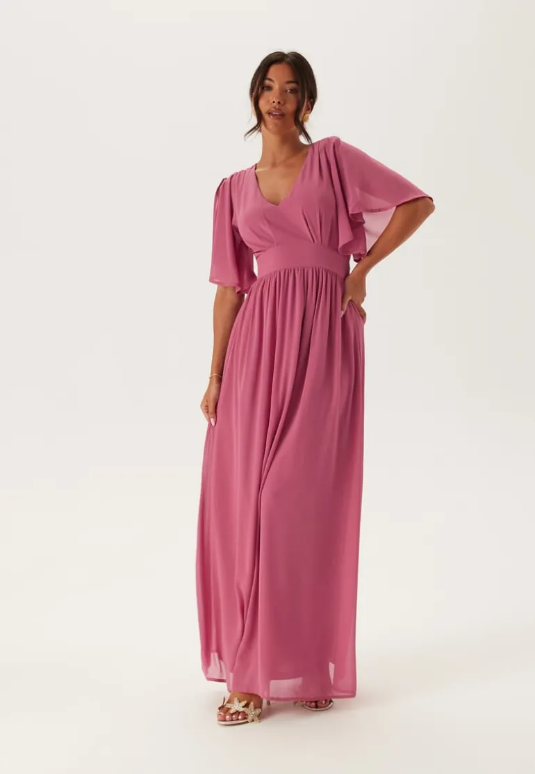 Butterfly Sleeve Chiffon Gown