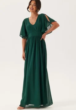 Butterfly Sleeve Chiffon Gown
