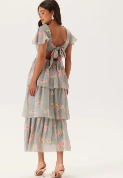 Butterfly Sleeve Flounce Dress