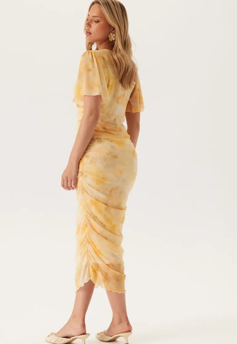 Butterfly Sleeve Mesh Ankle Dress