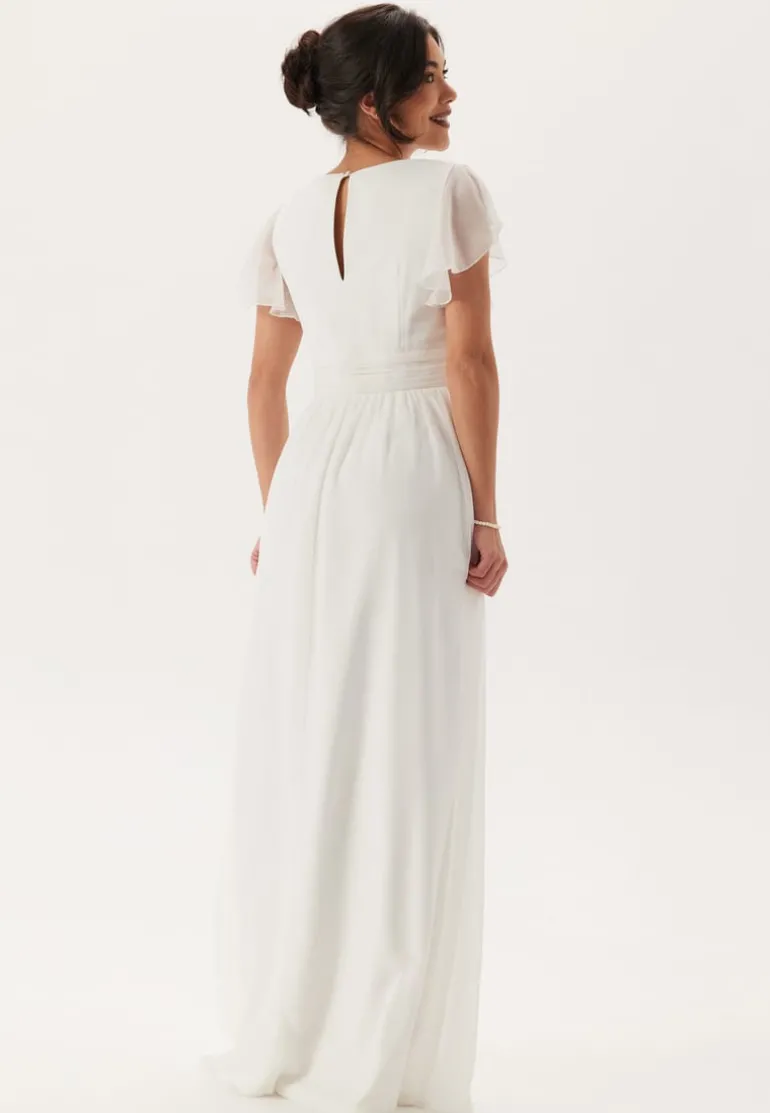 Butterfly Sleeve Pleated Wedding Gown