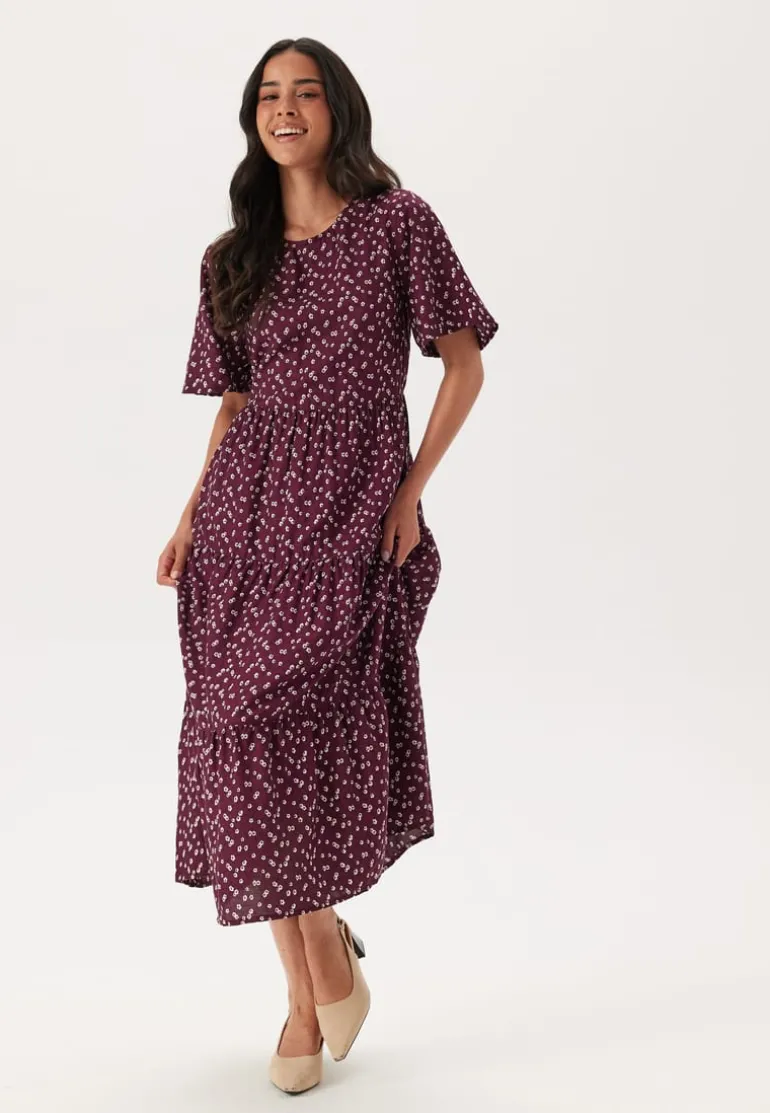 Butterfly Sleeve Viscose Midi Dress