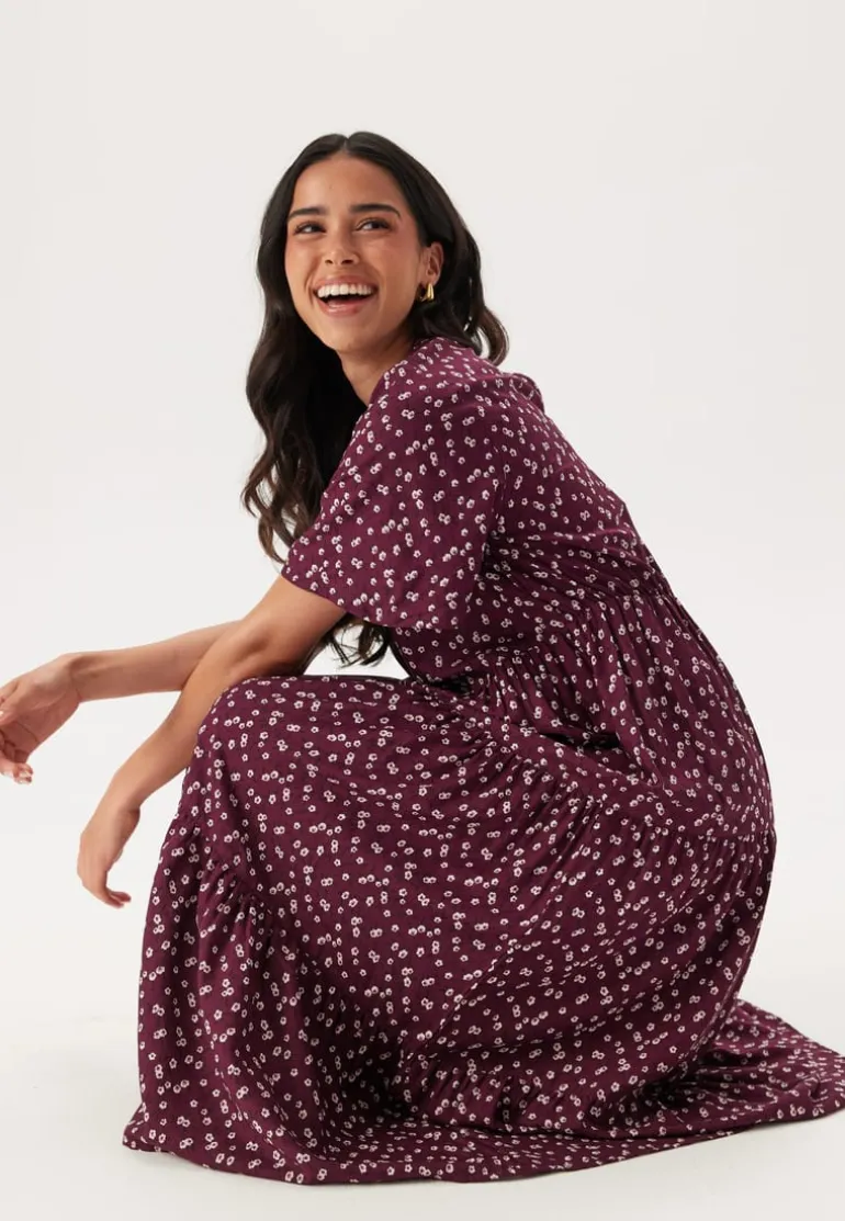 Butterfly Sleeve Viscose Midi Dress