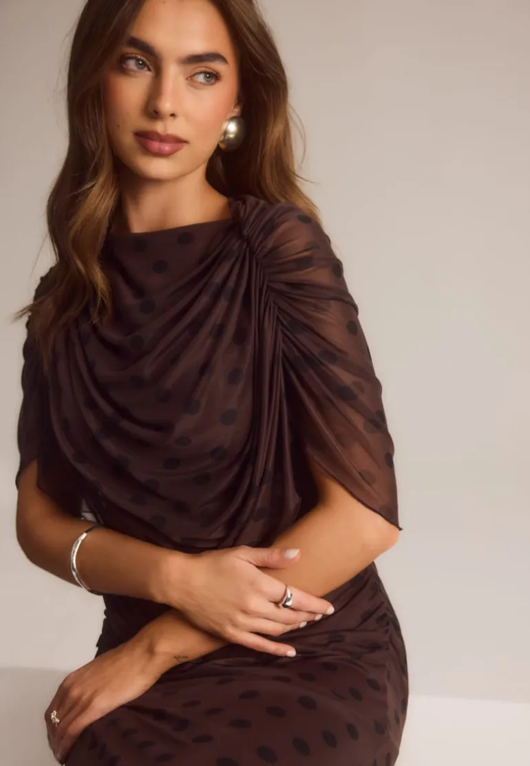 Cape Mesh Ankle Dress