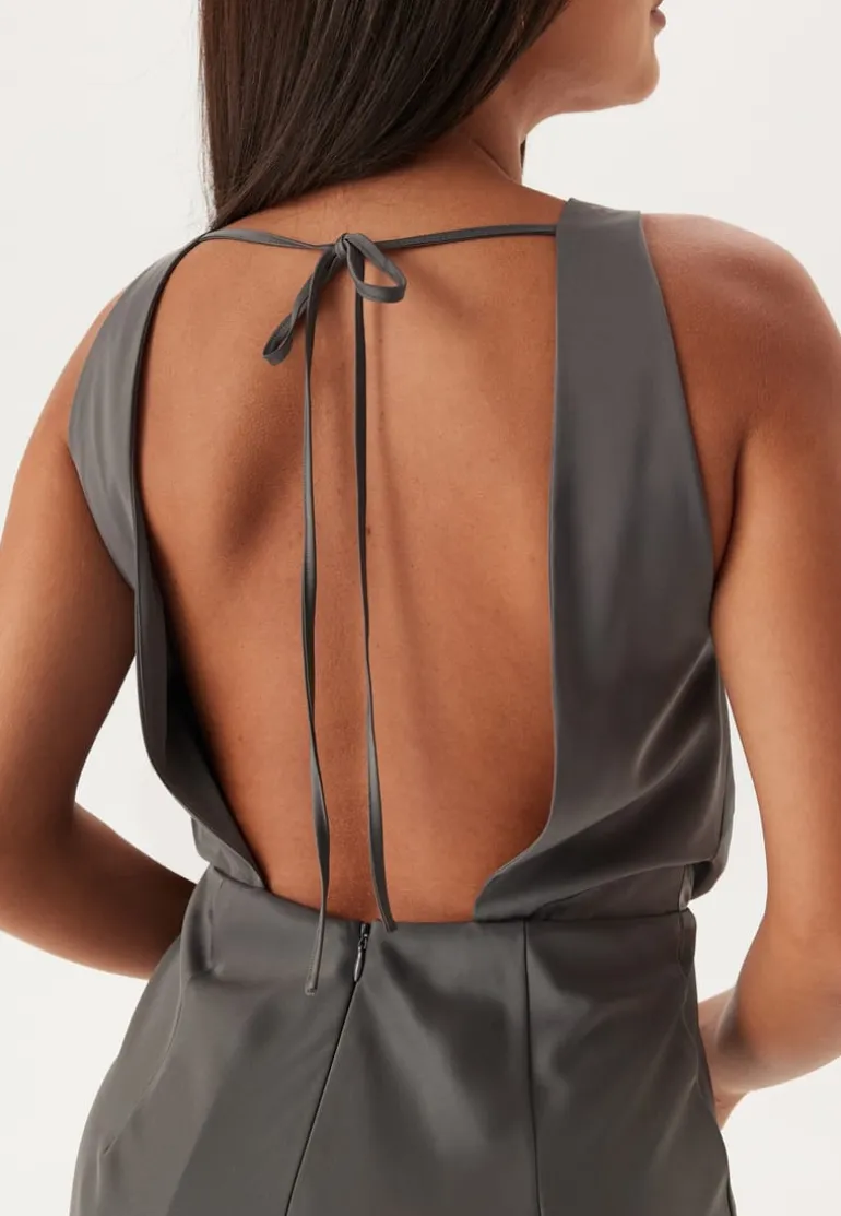 Cowl Neck Satin Midi Dress
