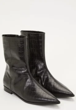Croco Leather Ankle Boot