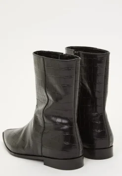 Croco Leather Ankle Boot
