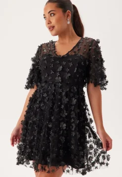 3D Floral Butterfly Sleeve Dress