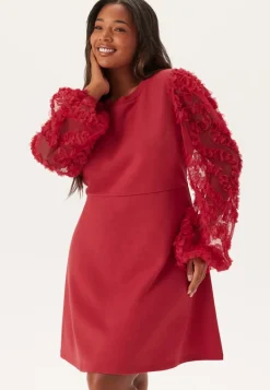3D Floral Sleeve Short Dress
