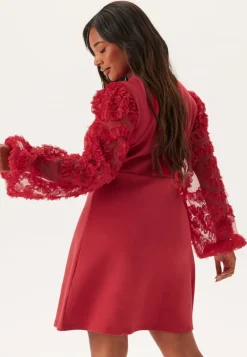 3D Floral Sleeve Short Dress