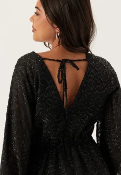 3D Lurex Raglan Sleeve Short Dress