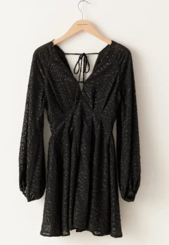 3D Lurex Raglan Sleeve Short Dress