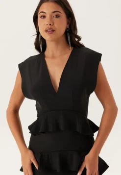 Deep V-Neck Flounce Gown