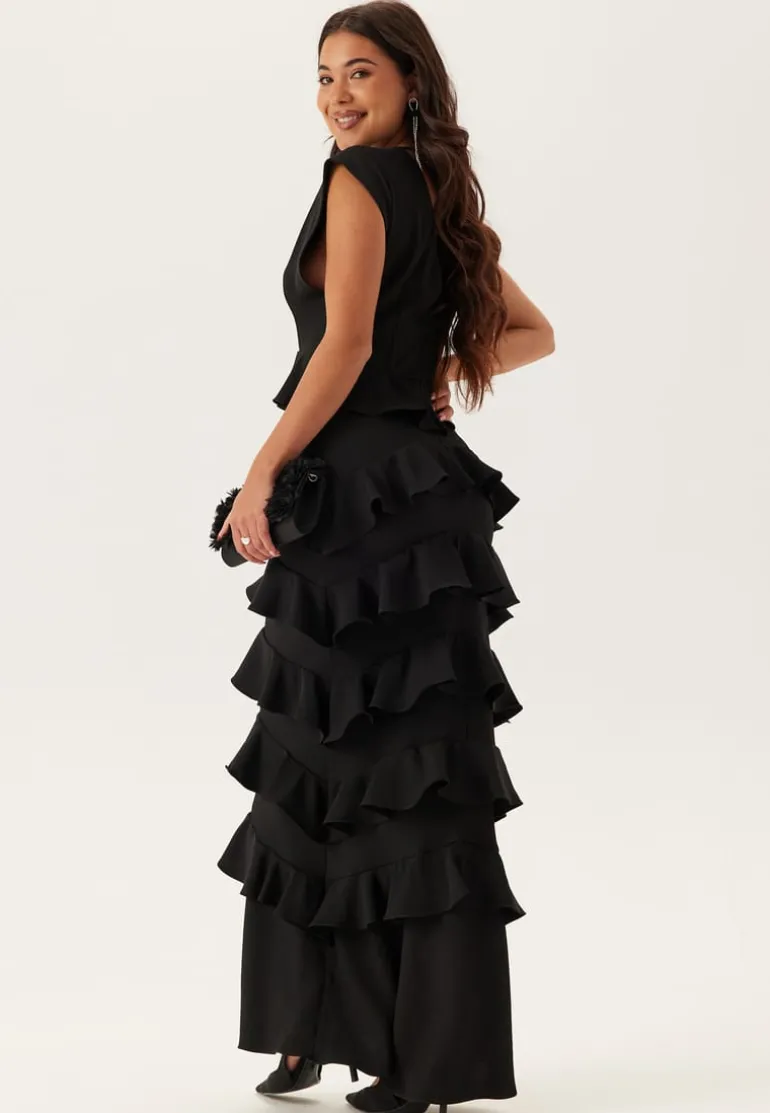 Deep V-Neck Flounce Gown