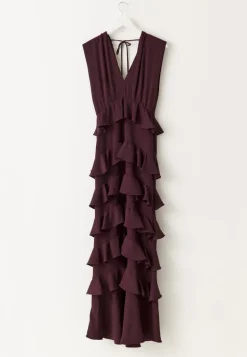 Deep V-Neck Flounce Gown