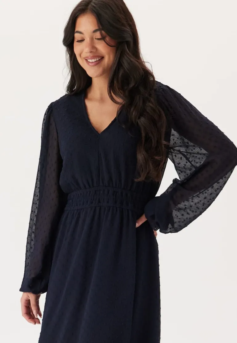 Dobby Dot Smock Midi Dress