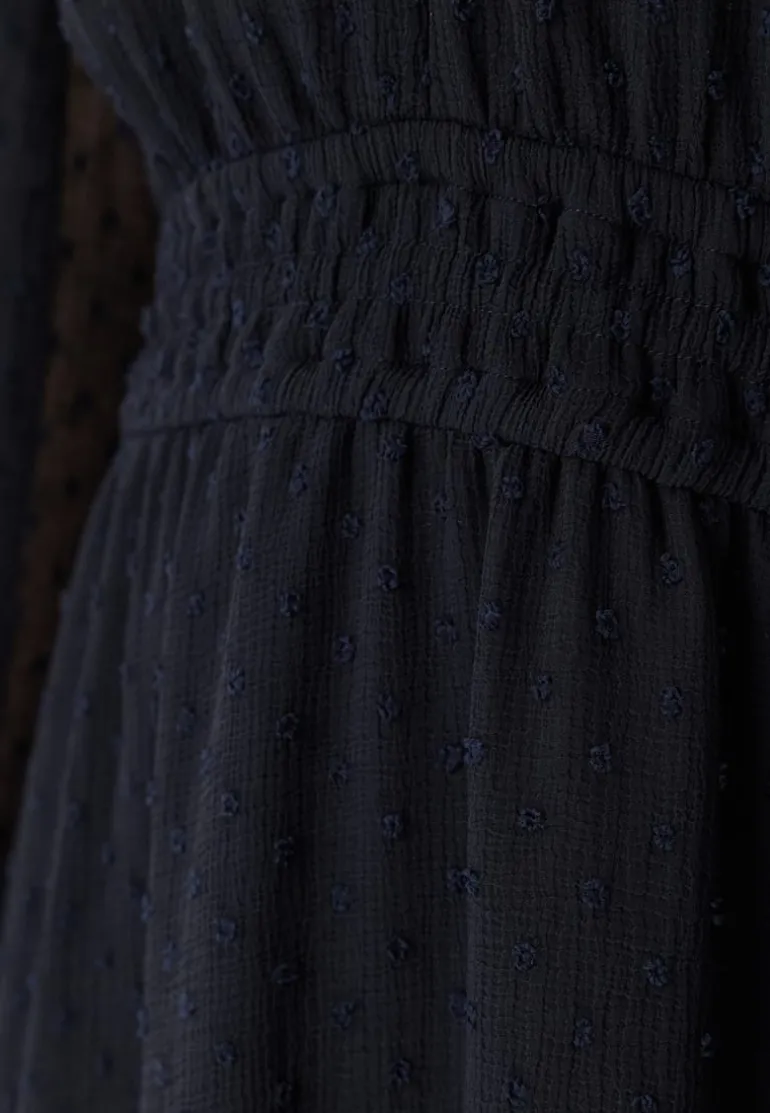 Dobby Dot Smock Midi Dress