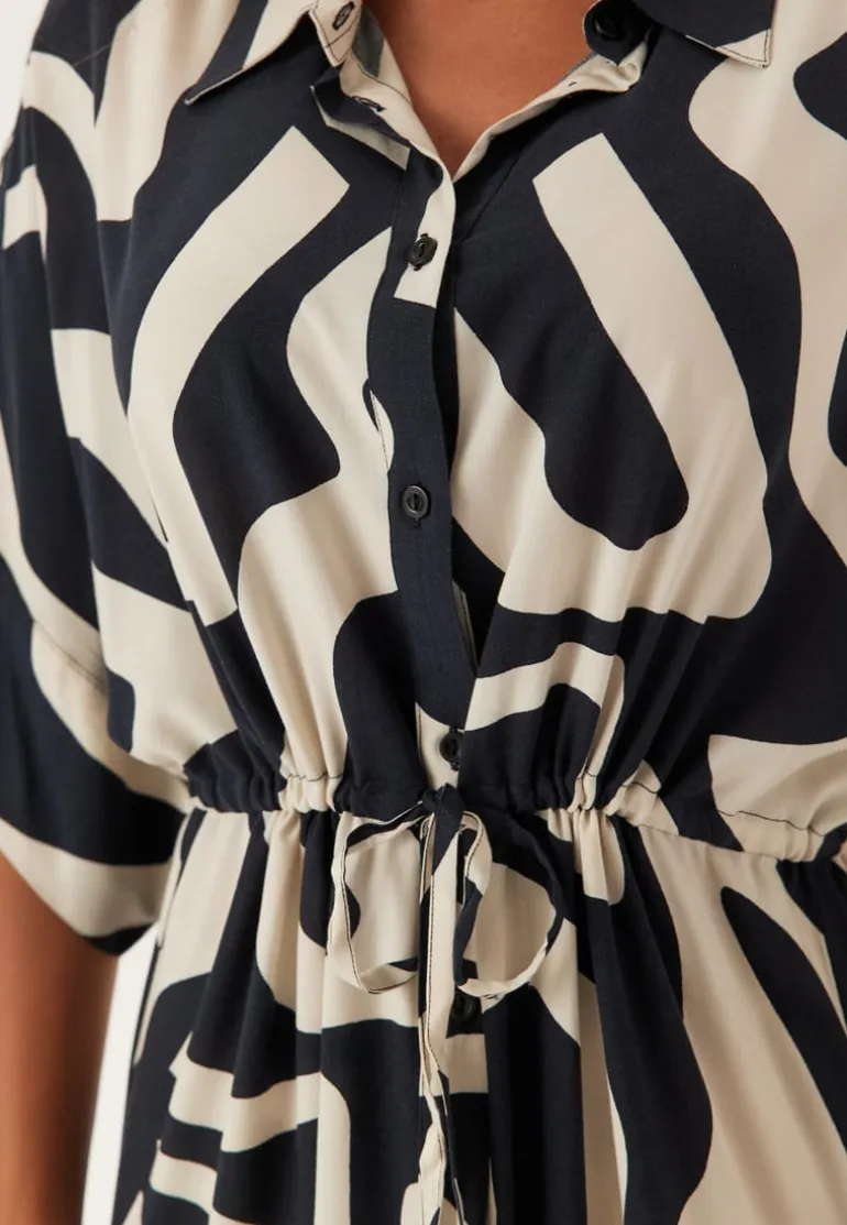 Drawstring Viscose Shirt Dress