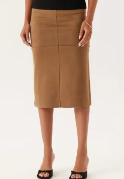 Faux Suede Midi Skirt