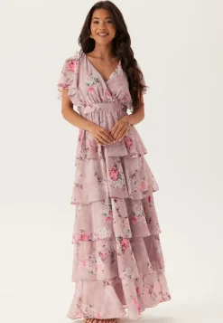 Floral Flutter Tiered Maxi Dress