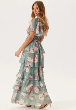 Floral Flutter Tiered Maxi Dress