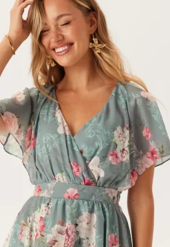 Floral Flutter Tiered Maxi Dress