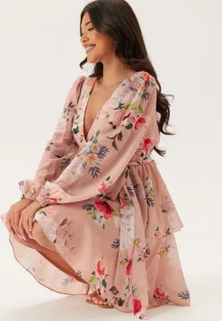 Floral Long Sleeve Tiered Skater Dress