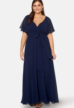 Flutter Sleeve Chiffon Maxi Curve Dress