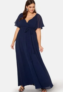 Flutter Sleeve Chiffon Maxi Curve Dress