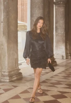 Fringe Sequin Mini Skirt
