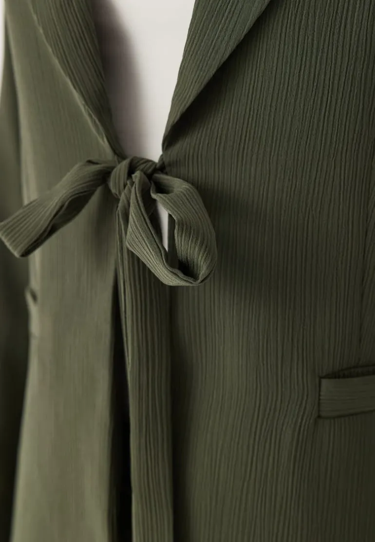 Front Tie Structured Blazer