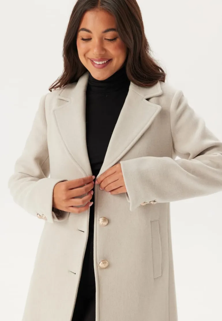 Fur Collar Wool Blend Coat