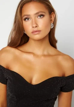 Glitter Off Shoulder Frill High Low Dress