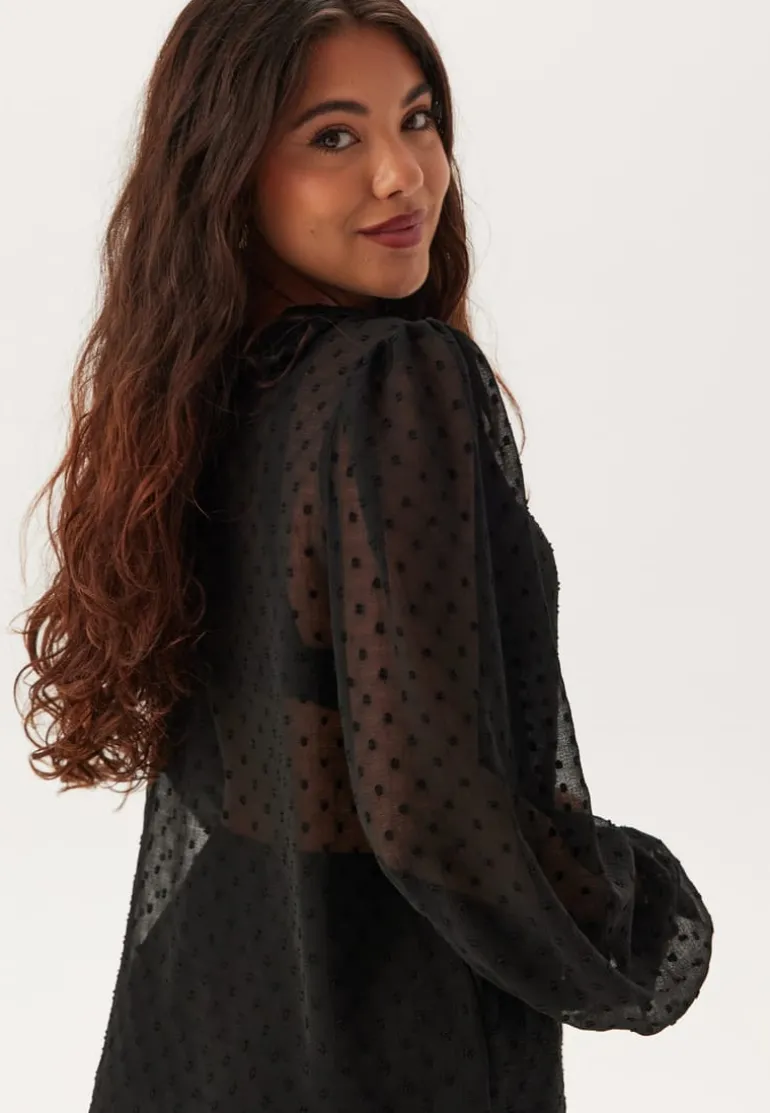 High Neck Dobby Blouse