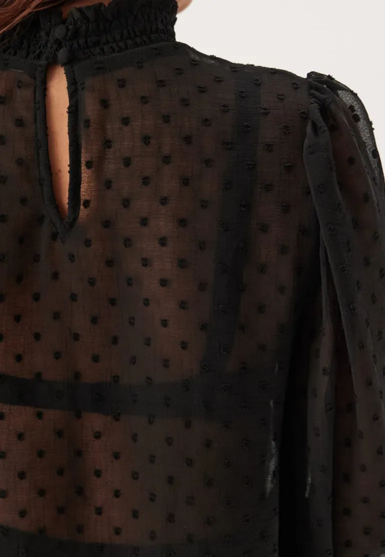 High Neck Dobby Blouse
