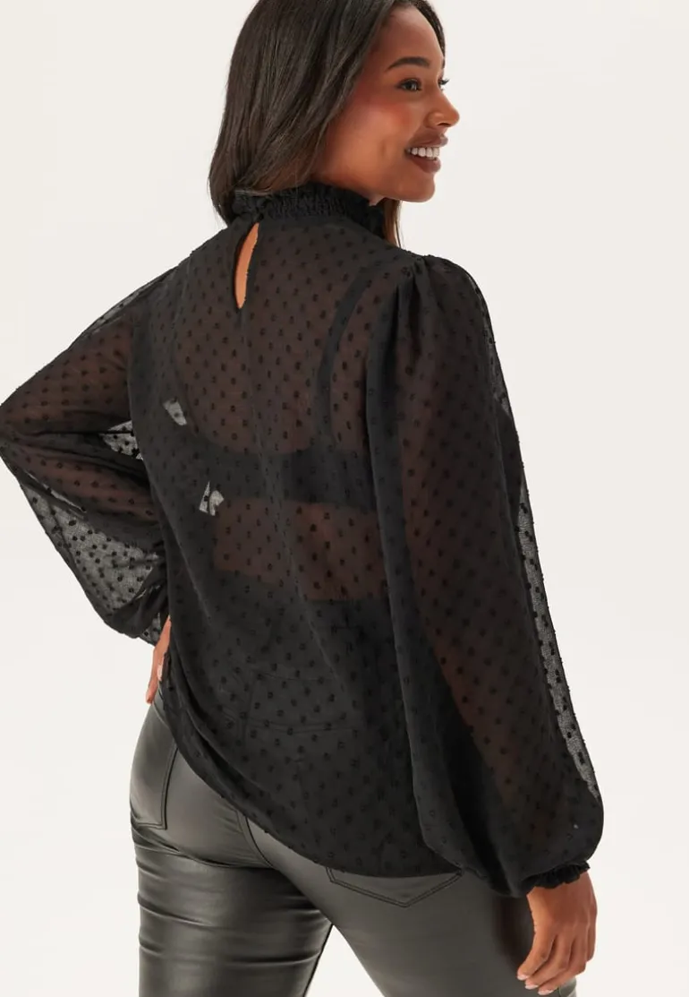 High Neck Dobby Blouse