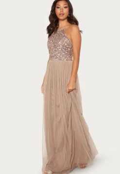 High Neck Sequin Maxi Dress