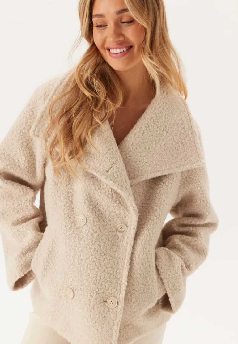 High Neck Short Bouclé Coat