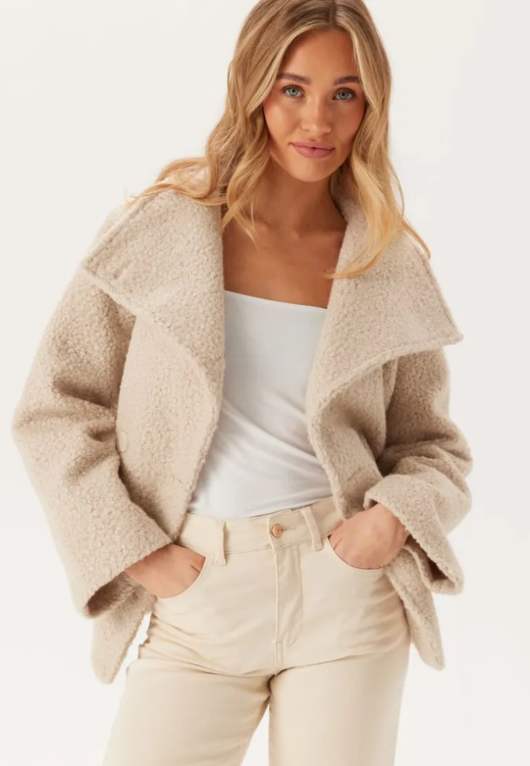 High Neck Short Bouclé Coat