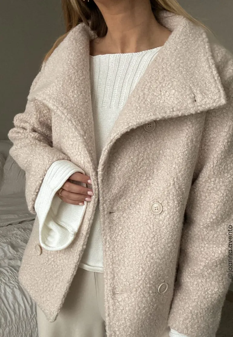 High Neck Short Bouclé Coat