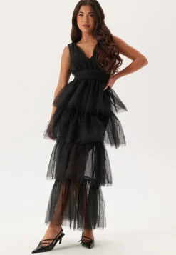 High Slit Tulle Maxi Dress