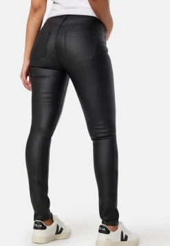 High Waist Slim Coated Jeans