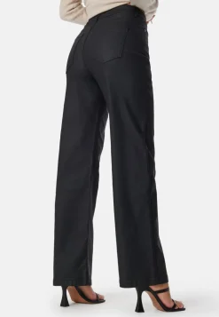 High Waist Straight Leg Coated Jeans